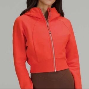 Lululemon full zip scuba crop top in orange